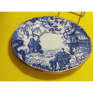 Royal Crown Derby Bone China Dinner Plates 10" in the Blue Mikado pattern (2)